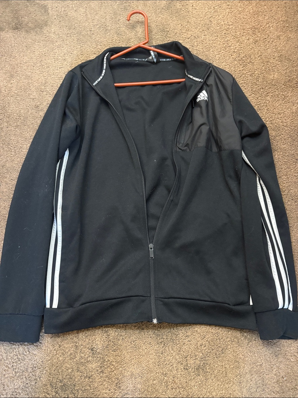 adidas Black Performance Track Jacket with White Stripes